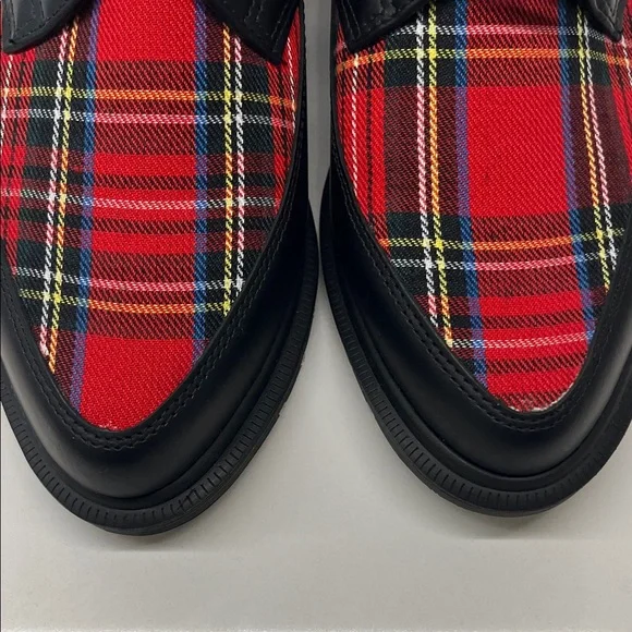 NWOT Dr. Marten Oxford Shoes Plaid Pointed Black and Red Size 8 (L) Size 7 (M) - Picture 5 of 15
